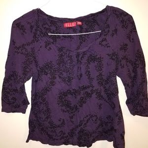 Purple and black 3/4 length sleeve shirt